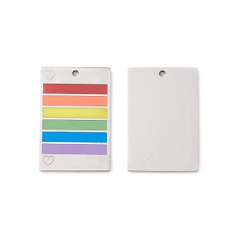 304 Stainless Steel Enamel Pendants, Lead Free & Cadmium Free, Rectangle, Pride Theme, Colorful, 30x20x2mm, Hole: 1.6mm