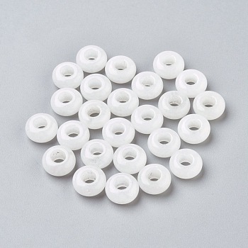 Natural White Jade European Beads, Large Hole Beads, Rondelle, 12x6mm, Hole: 5mm