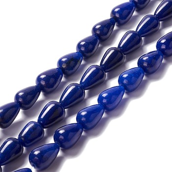 Natural White Jade Beads Strands, Dyed, Teardrop, Midnight Blue, 15x10mm, Hole: 1.5mm, about 27pcs/strand, 15.75 inch(40cm)