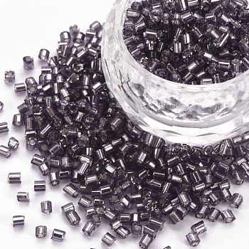 8/0 Glass Bugle Beads, Silver Lined, Medium Purple, 2.5~3x2.5mm, Hole: 1mm, about 15000pcs/pound