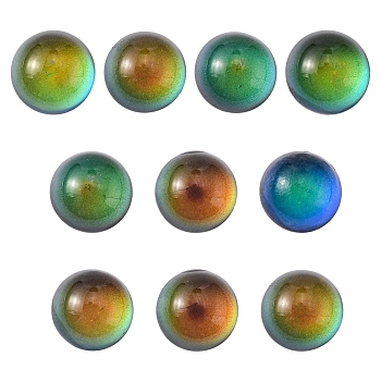 Translucent Glass Cabochons, Changing Color Mood Cabochons, Half Round/Dome, Black, 10x6.5mm, 10Pcs/bag