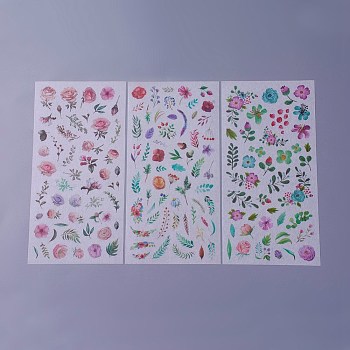 Scrapbook Stickers, Self Adhesive Picture Stickers, Mixed Flower & Leaf, Colorful, 200x100mm