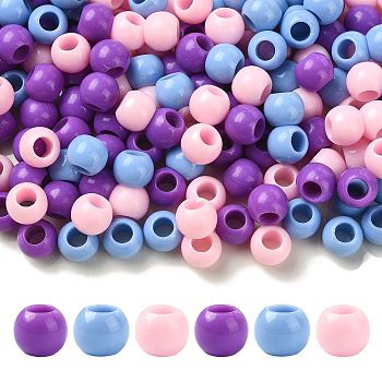 180Pcs 3 Colors Opaque Acrylic European Beads Beads, Large Hole Beads, Round, Mixed Color, 10mm, Hole: 4.6mm, about 60pcs/color