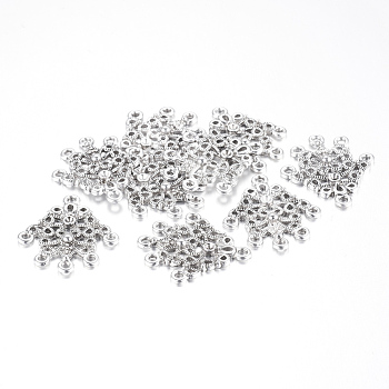 Tibetan Style Rhinestone Connector Settings, Nickel Free, Rhombus, Antique Silver Color, about 27mm wide, 31mm long, 2.5mm thick, hole: 2mm