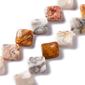 Natural Crazy Lace Agate Beads Strands, Twisted Rhombus, 19.5~20x19.5~20x5~6mm, side length: 15~16.5mm, Hole: 1.2mm, about 21pcs/strand, 16.02''(40.7cm)