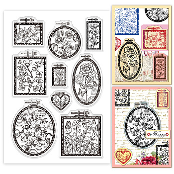 Custom PVC Plastic Clear Stamps, for DIY Scrapbooking, Photo Album Decorative, Cards Making, Flower, 160x110mm