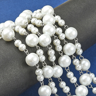 Handmade Round Glass Pearl Beads Chains for Necklaces Bracelets Making(AJEW-JB00055-01)-4