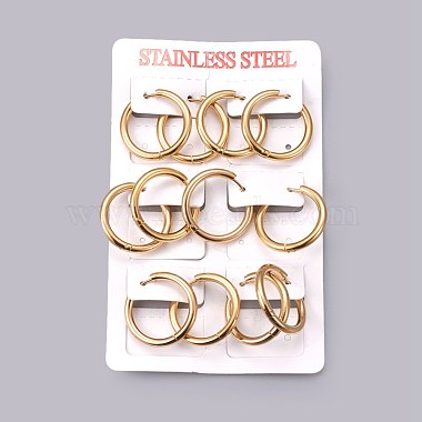 Ion Plating(IP) 304 Stainless Steel Huggie Hoop Earrings(EJEW-O087-07B)-3