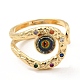 Resin Evil Eye Open Cuff Ring with Cubic Zirconia(RJEW-E069-02G-04)-2