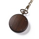 Ebony Wood Pocket Watch with Brass Curb Chain and Clips(WACH-D017-C02-AB)-3