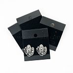 PVC Display Cards, with Velvet, for Earring, Rectangle, Black, 5.2x4.3cm(CON-PW0001-138)