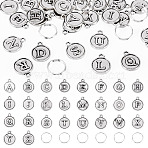 DIY Zipper Sliders Making Kits, including 1 Bag Tibetan Style Zinc Alloy 26 Letters Flat Round Pendants, 26Pcs 304 Stainless Steel Split Rings, Antique Silver & Silver, 15.5x12.5x1.8mm, Hole: 1.6mm(DIY-TA0013-71)