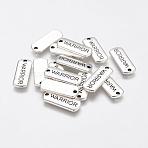 Tibetan Style Alloy Rectangle Pendants, with Word Warrior, Cadmium Free & Lead Free, Antique Silver, 8x21x2mm, Hole: 2mm(X-TIBEP-Q043-050-RS)