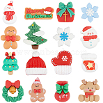 96Pcs 16 Styles Christmas Opaque Resin Cabochons, for Jewelry Making, Mixed Colors, Mixed Shapes, 21.5~30x13~24x5~8.5mm, 6ps/style(RESI-SC0005-62)