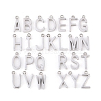 304 Stainless Steel Pendants, Letter Charm, Stainless Steel Color, 10x3~5.5x2mm, Hole: 1mm(STAS-H257-01P)