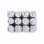 Iron Metal Stamps, for Imprinting Metal, Plastic, Wood, Leather, Mixed Plants Pattern, Platinum, 65.5x10mm, Pattern: 6mm, 12pcs/box(AJEW-L060-03G)