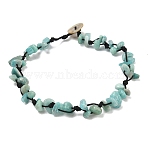 Chip Natural Amazonite Beaded Anklets, with Pearl Oyster Shell Buttons, 10.63 inch~11.42 inch(27~29cm)(AJEW-PH01371-09)