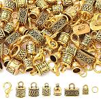 DIY Findings Kit, Including Alloy Cord Ends, Iron Open Jump Rings, Zinc Alloy Lobster Claw Clasps, Antique Golden, 14.5x11mm, Hole: 4mm, Inner Diameter: 7.5mm(FIND-YW0017-86)