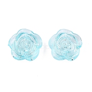 Transparent Acrylic Beads, Rose, Light Cyan, 17.5x18x6.5mm, Hole: 1.6mm(OACR-N137-32B)