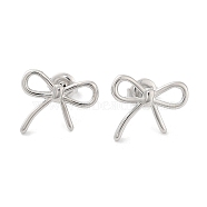 304 Stainless Steel Stud Earrings, Hollow Bowknot, Stainless Steel Color, 14x17mm(EJEW-H115-08P)
