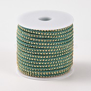 Rivet Faux Suede Cord, Faux Suede Lace, with Aluminum, Teal, 3x2mm, about 20yards/roll(LW-M002-04)