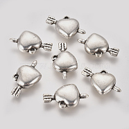 CCB Plastic Pendants, Heart with Arrow, Antique Silver, 16x28x8mm, Hole: 1.6mm(CCB-L011-039AS)