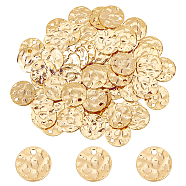 60Pcs Ion Plating(IP) 304 Stainless Steel Charms, Textured, Flat Round Charms, Golden, 10x1mm, Hole: 1.2mm(STAS-UN0048-57)