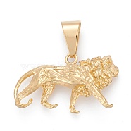 304 Stainless Steel Pendants, Lion, Golden, 21x36.5x10mm, Hole: 6.5x12mm(STAS-I163-057G)