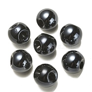 Opaque Acrylic Beads, Round Ball Bead, Top Drilled, Black, 19x19x19mm, Hole: 3mm(OACR-G012-01H)