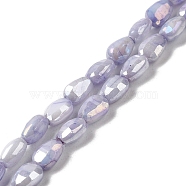 Electroplate Glass Beads Strands, Rainbow Plated, Faceted, Teardrop, Lilac, 6.5x4.5x3.5mm, Hole: 1mm, about 70pcs/strand, 17.72''(45cm)(GLAA-D013-05E)