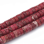 Synthetic Imperial Jasper Beads Strands, Heishi Beads, Flat Round/Disc, Red, 6~6.5x3~3.5mm, Hole: 1mm, about 113pcs/strand, 15.5 inch(G-T103-19D)