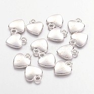 Tibetan Style Alloy Charms, Lead Free & Cadmium Free & Nickel Free, Heart, Silver Color Plated, about 12mm long, 10mm wide, 2.5mm thick, hole: 2mm(X-K08QL022)