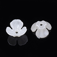 3-Petal ABS Plastic Imitation Pearl Bead Caps, Flower, Creamy White, 10.5x11x5mm, Hole: 1.5mm(OACR-S020-20)