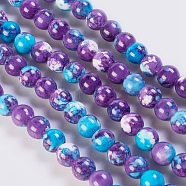 Natural Ocean White Jade/Rain Flower Stone Beads Strands, Dyed, Round, Dark Violet, 10mm, Hole: 1mm, about 38~40pcs/strand, 15.1 inch~15.7 inch(G-K254-A02)