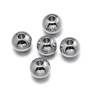 Brass Beads, Lead Free & Nickel Free & Cadmium Free, Solid Round, Real Platinum Plated, 4mm, Hole: 1.5~2mm(KK-F0317-4mm-01P-NR)