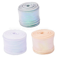 Pandahall 3 Rolls 3 Colors Flat Rainbow Color Organza Ribbon, Iridescent Ribbon for Bowknot, Flower, Gift Decoration, Mixed Color, 1-5/8~1-3/4 inch(38~43mm), 10 yards/roll, 1 roll/color(OCOR-TA0001-47)