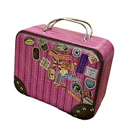 Mini Iron Suitcases, Miniature Vintage Luggage, Dollhouse Decorations, Rectangle, Fuchsia, 75x55x35mm(MIMO-PW0003-050A)