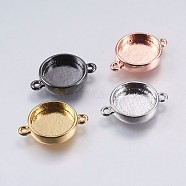Brass Cabochon Connector Settings, Plain Edge Bezel Cups, Flat Round, Mixed Color, Tray: 10mm, 16.5x11.6x3mm, Hole: 1.5mm(KK-E749-08)