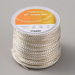 Copper Jewelry Wire, Twisted Square, Long-Lasting Plated, Silver, 18 Gauge, 1mm, about 45.93 Feet(14m)/Roll(CWIR-WH0014-04B)