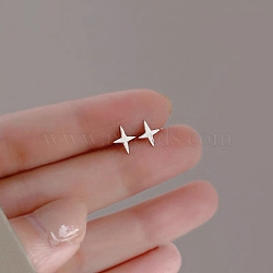 Alloy Earrings for Women, with 925 Sterling Silver Pin, Star, 10mm(FS-WG98937-37)