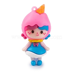 Girl Doll PVC Plastic Pendants, Ice Cream, 56.5x26x21mm, Hole: 2.5mm(X1-KY-S172-12C)