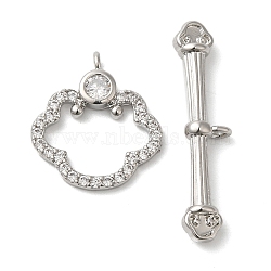 Brass Micro Pave Clear Cubic Zirconia Toggle Clasps, Cloud, Platinum, 22mm, Bar: 25x6x3mm, Hole: 1.2mm, Pendant: 16x14x3mm, Hole: 1.2mm(KK-N254-76P)