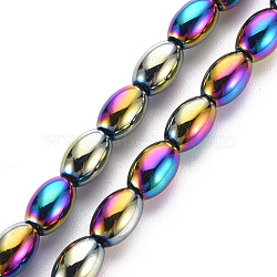 Electroplate Opaque Glass Beads Strands, Oval, Purple Plated, 6.5x4.5mm, Hole: 1mm, about 60~65pcs/strand, 15.16~15.94 inch(38.5cm~40.5cm)(EGLA-T020-11-C09)