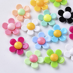 Opaque Acrylic Beads, Flower, Mixed Color, 36x37x9mm, Hole: 1mm(SACR-N007-B-02)