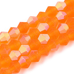 Imitate Austrian Crystal Bicone Frosted Glass Beads Strands, Grade AA, Faceted, Dark Orange, 2x2.5mm, Hole: 0.7mm, about 162~185pcs/strand, 12.76~14.61(32.4cm~37.1)(GLAA-F029-TM2mm-A11)