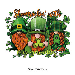 Saint Patrick's Day Theme PET Sublimation Stickers, Heat Transfer Film, Iron on Vinyls, for Clothes Decoration, Gnome, 180x240mm(PW-WG34539-01)