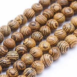 Natural Wenge Wood Beads Strands, Round, Dyed, 8mm, Hole: 1mm, about 50pcs/strand, 15.7 inch(40cm)(X-WOOD-P011-05-8mm)
