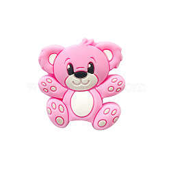 Koala Silicone Beads, Chewing Beads For Teethers, DIY Nursing Necklaces Making, Pink, 26.5x25.5mm(PW-WG08626-06)