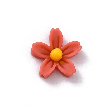 Flower Opaque Resin Cabochons, for Jewelry Making, Tomato, 7x7.5x2mm