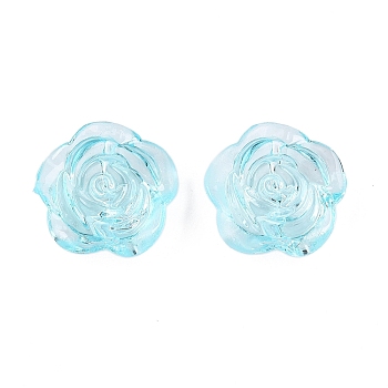 Transparent Acrylic Beads, Rose, Light Cyan, 17.5x18x6.5mm, Hole: 1.6mm